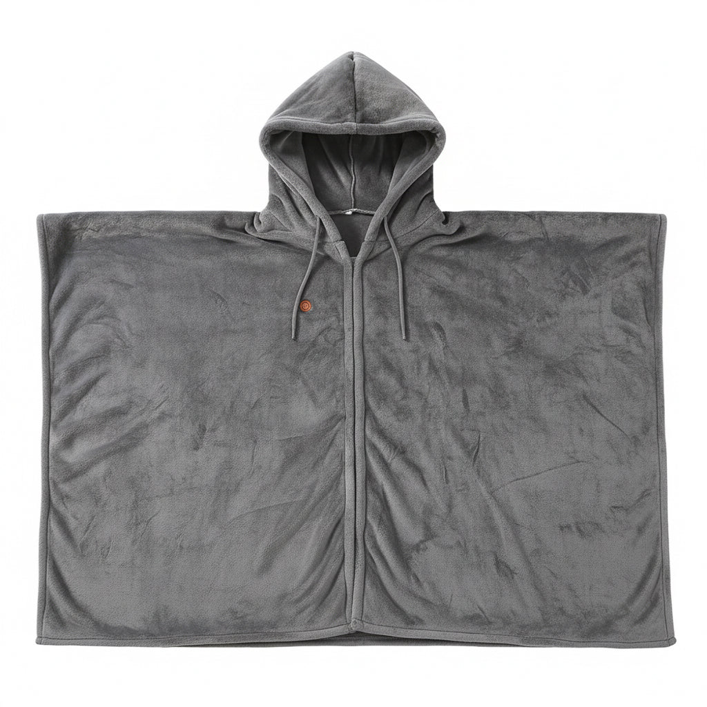 Gray hooded blanket on a white background